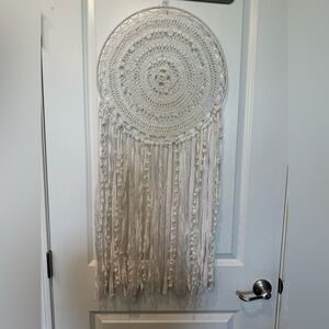 Bohemian Crochet Dreamcatcher Wall Hanging - Cream